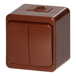 Nadzidna dvogumbna stikala 10A, 250V, IP44, SMART, rjava