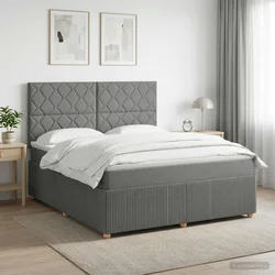 vidaXL Postelja boxspring z vzmetnico Temno siva 140 x 190 cm Blago
