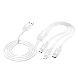 Hoco Kabel 3 v 1 USB-A na Lightning/Micro USB/USB-C Hoco 2 A, 1 m, X74, bel