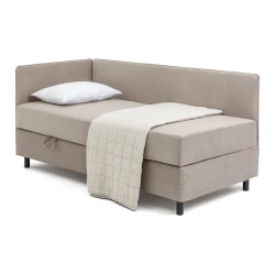 Sivorjava oblazinjena postelja s prostorom za shranjevanje z vzmetnico 120x200 cm Avela – Bonami Selection