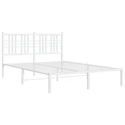 Vidaxl Kovinski posteljni okvir z vzglavjem bel 140x190 cm