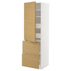 METOD / MAXIMERA Vis.el. s polic/4fiok/vrat/2front, bela/Voxtorp im. hrastovine, 60x60x200 cm