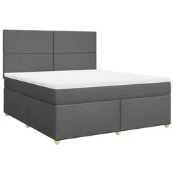 Vidaxl Box spring postelja z vzmetnico temno siva 180x200 cm blago