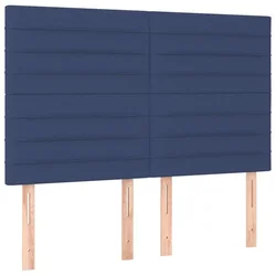 Vidaxl Vzglavje postelje modro 144x5x118/128 cm blago