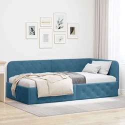 Kutni okvir kreveta Plava 90 x 190 cm Baršun
