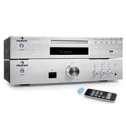 AUNA „ELEGANCE TOWER BLUETOOTH“, SREBRNA, 2.0 HIFI SET, MP3-CD player + POJAČALO 600 W