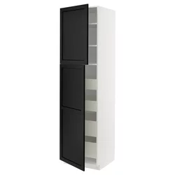 METOD / MAXIMERA Vis.el. s 2 vrata/4 fioke, bela/Lerhyttan crno bajcovano, 60x60x220 cm