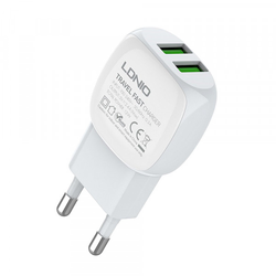 Kucni punjac LDNIO A2218 2xUSB 2.4A Type-C beli