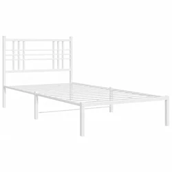 Vidaxl Kovinski posteljni okvir z vzglavjem bel 100x190 cm
