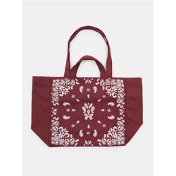 Sinsay - Platnena shopper torba sa printom - maroon