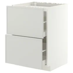 METOD / MAXIMERA Pod.elem.grej.ploča/2front/2fiok, bela/Aspudden svetlosiva, 60x60 cm
