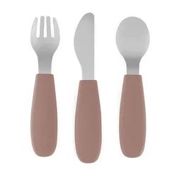 PETITE&MARS Set pribora za jelo od nehrđajućeg čelika sa silikonskom ručkom 12 m+ Take&Match, Velvet Latte