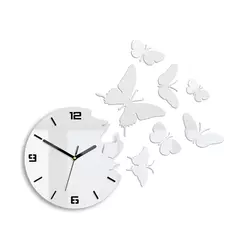 Moderni zidni sat BUTTERFLIE 3D WHITE NH049 (samoleplji satovi)