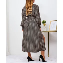 Resti Beige and black patterned womens maxi dress
