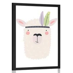 Plakat indijanska lama s peresi - 60x90 white
