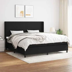 shumee Box spring postelja z vzmetnico črn 200x200 cm blago