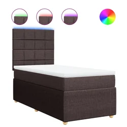 Vidaxl Box spring postelja z vzmetnico temno rjava 100x200 cm blago