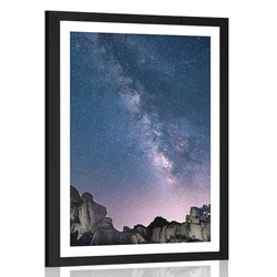 Plakat s paspartujem zvezdnato nebo nad skalami - 30x45 white