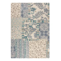 Modro-bež ročno tkana volnena preproga 120x170 cm Eloise Patchwork – Flair Rugs