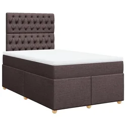 Vidaxl Box spring postelja z vzmetnico temno rjava 120x190 cm blago