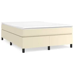 Vidaxl Box spring postelja z vzmetnico krem 140x190 cm umetno usnje