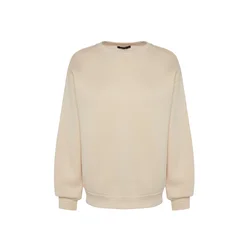 Trendyol Stones Oversize/Comfortable fit Basic Crew Neck Thick/Fleece Knitted Sweatshirt