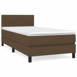 Vidaxl Box spring postelja z vzmetnico temno rjav 90x190 cm blago