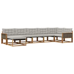 Set vanjskih sofa s jastukom 7 pcs Prirodna i svjetlosiva
