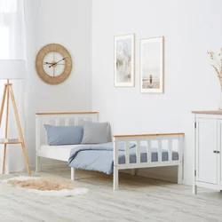 Homestyle4U Enoposteljna postelja, 96x206x82 cm, bela