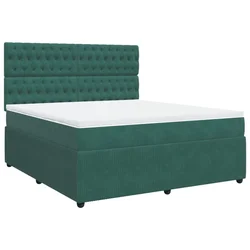 Vidaxl Box spring postelja z vzmetnico temno zelena 180x200 cm žamet