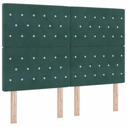 Vidaxl LED Box Spring Postelja Temno zelena 140 x 200 cm Žamet