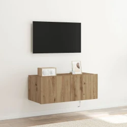 TV zidni ormar s LED svjetlima Umjetnički hrast 80 x 35 x 31 cm