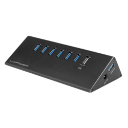 LC POWER USB Hub 3.0 LC-HUB-ALU-2B-7 crni