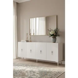 Hanah Home komoda Salkim 180, 180 cm, bela / srebrna