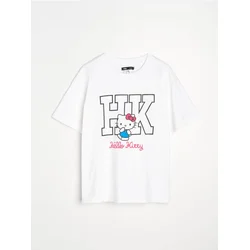 Sinsay - Pamučna majica kratkih rukava Hello Kitty - belo