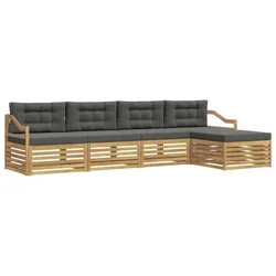 Set vanjskih sofa s jastukom 5 pcs Bijela i antracit Poliester