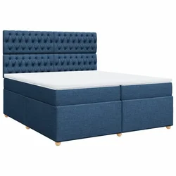 Vidaxl Box spring postelja z vzmetnico modra 200x200 cm blago