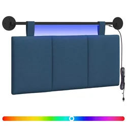 Vidaxl Viseče vzglavje postelje Z LED svetlobo Modra Blago