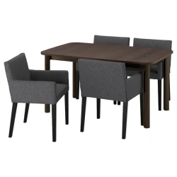 STRANDTORP / MARENÄS Sto i 4 stolice, smeđa/Gunnared tamnosiva crna, 150/205/260 cm