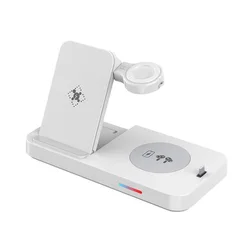 Bezicni punjač B-19 4u1 za 2x iPhone/Airpods/Apple Watch 15W beli