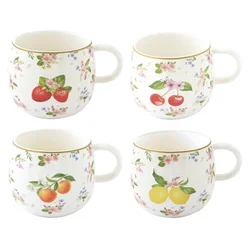 Porcelain mug, 400ml, with embossed design, Fancy Fruit - Easy Life