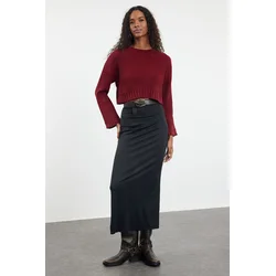Trendyol Claret Red Super Crop Knitwear Sweater