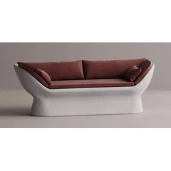 Casa Padrino luxury sofa red/white 200 cm - Weatherproof concrete sofa