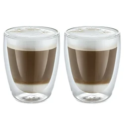 Kozarca za kavo, dvojno steklo, 220 ml, set 2 kos
