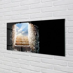 tulup.si Steklena slika Stopnice sonce 120x60 cm 4 obešalnika