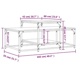 Stolić za kavu boja sivog hrasta 102x60x45 cm konstruirano drvo
