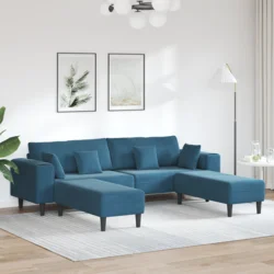 Sofa 3 pcs Plava 250 x 188 x 76 cm Baršun