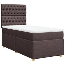Vidaxl Box spring postelja z vzmetnico temno rjav 90x190 cm blago