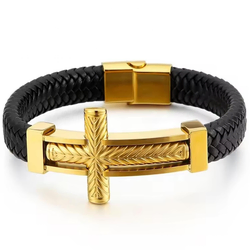 Narukvica Big Cross - Crna/Zlatna KP32506