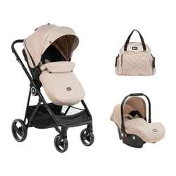 KikkaBoo Kolica za bebe GIANNI Bež set 2in1 sa autosedištem